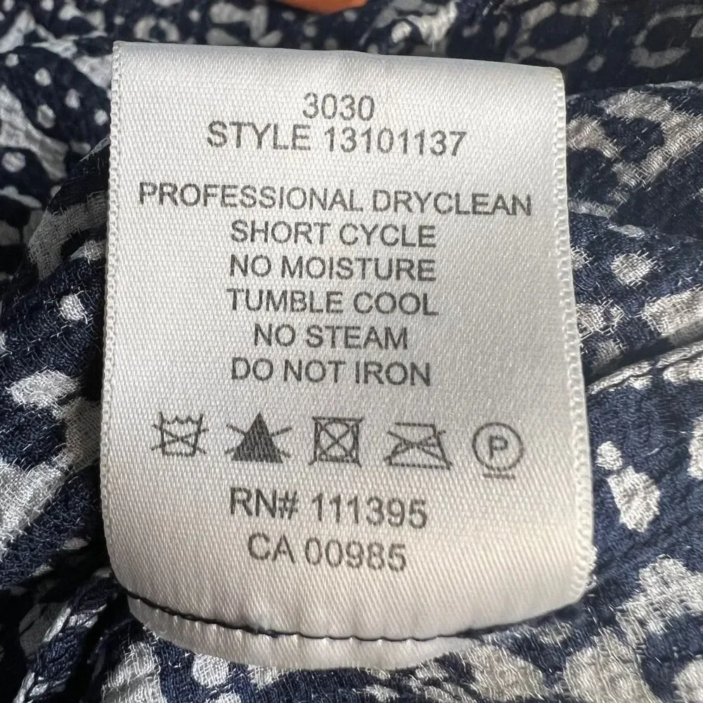 Tory Burch Women's Blouse 100%‎ Silk Long Sleeve Black White Print Top Size 2